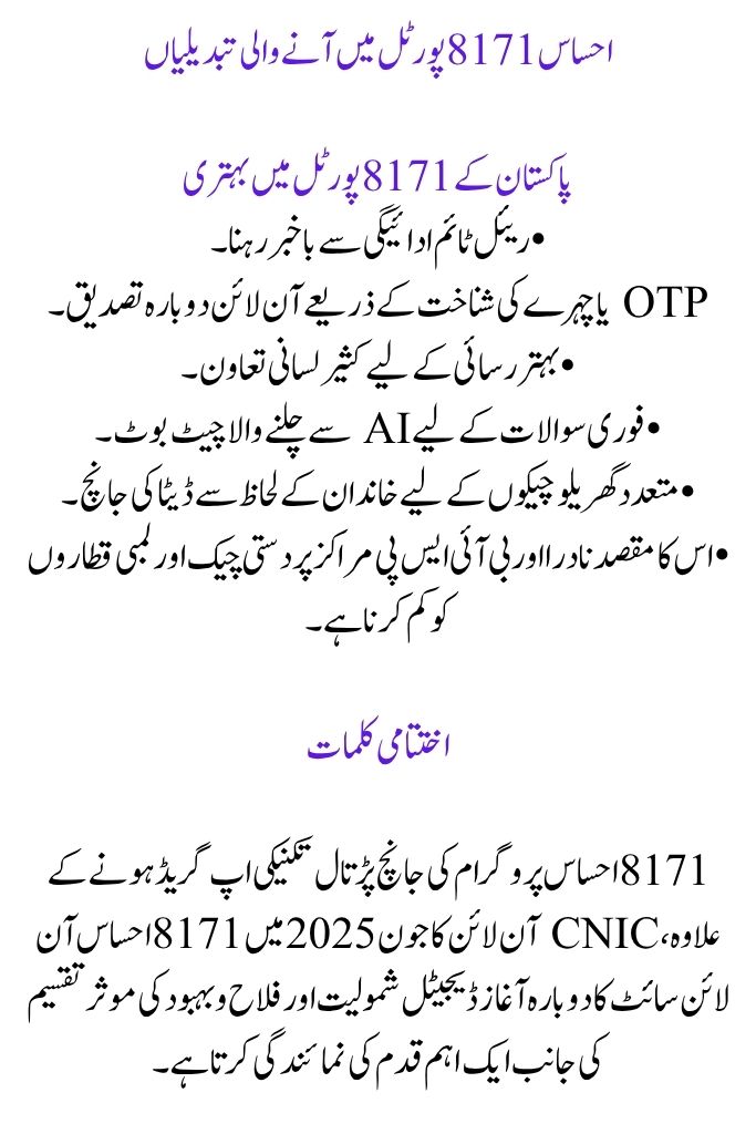 8171 Ehsaas Program Check CNIC Online Following June 2025 Web Portal Reopen