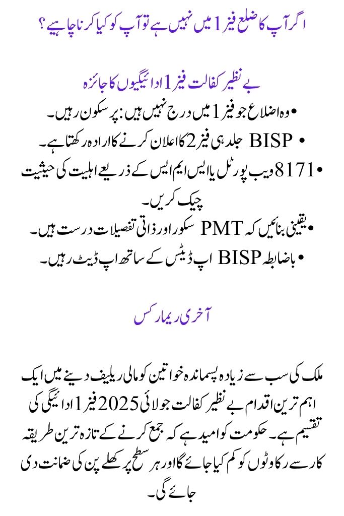 Details of the July Benazir Kafalat Phase 1 Payments Distribution Process Change