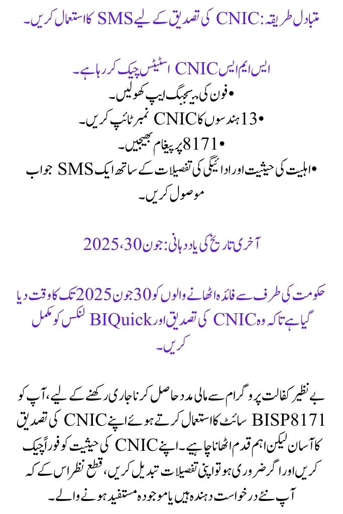 The Check the Online 8171 CNIC Verification Update via the BISP Portal