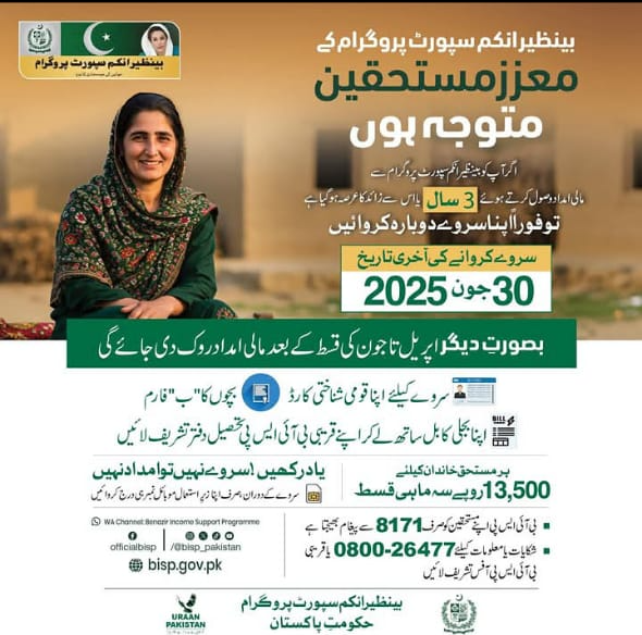 A follow-up study of women who qualify for the Benazir Income Support Program in 2025