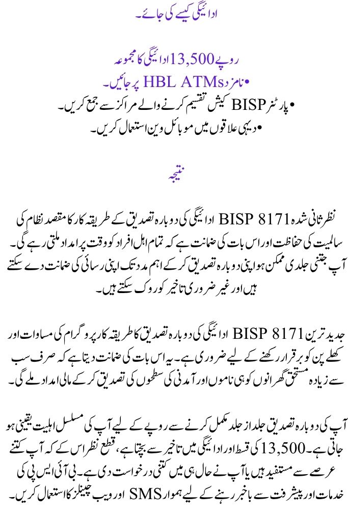 Update for the BISP 8171 Payment Re-Verification Procedure 2025
