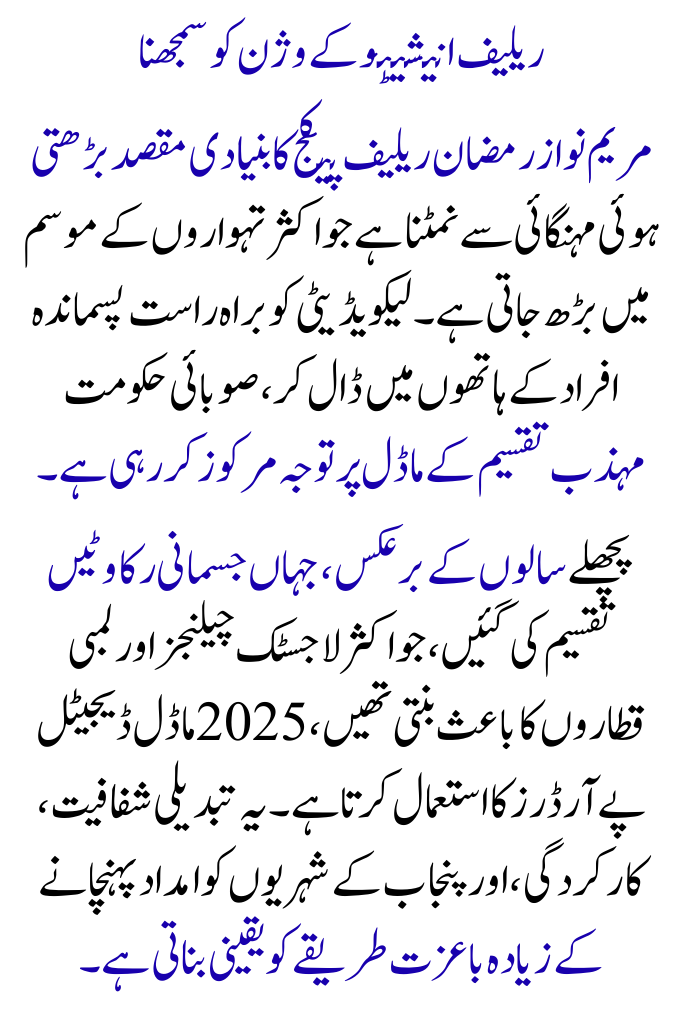 Registration and Payment Information for Maryam Nawaz Ramzan Relief Package of 10,000